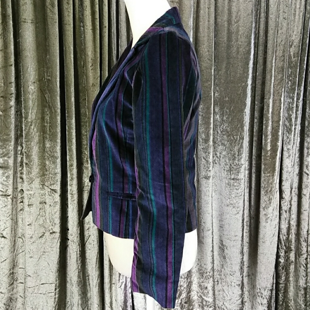 Vintage Striped Velvet Blazer – Size 7 - Picture 11 of 15